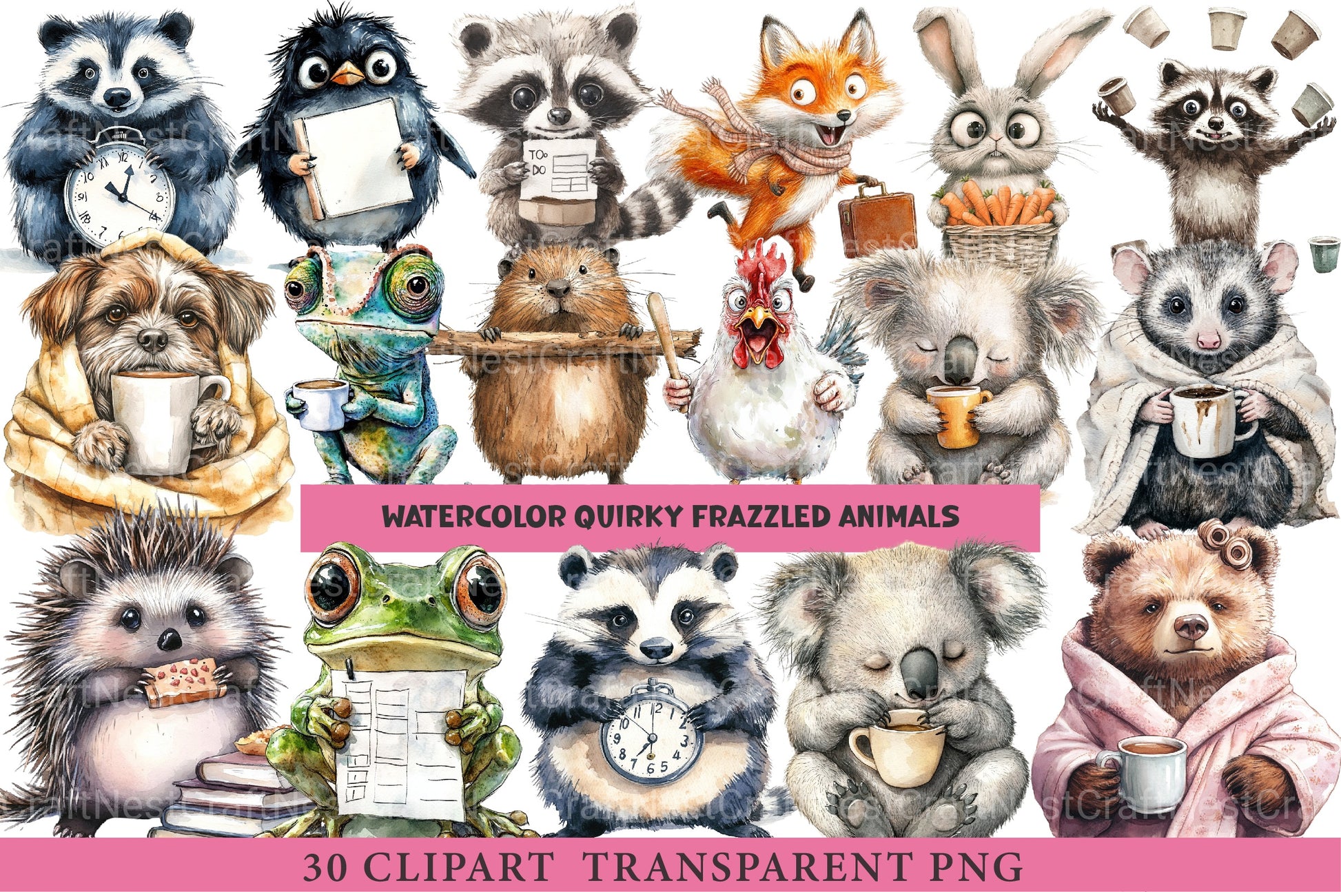 Quirky Frazzled Animals Clipart Bundle - CraftNest - Digital Crafting and Art