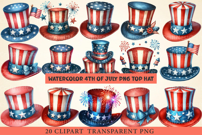 4th of July Top Hat Clipart - CraftNest - Digital Crafting and Art