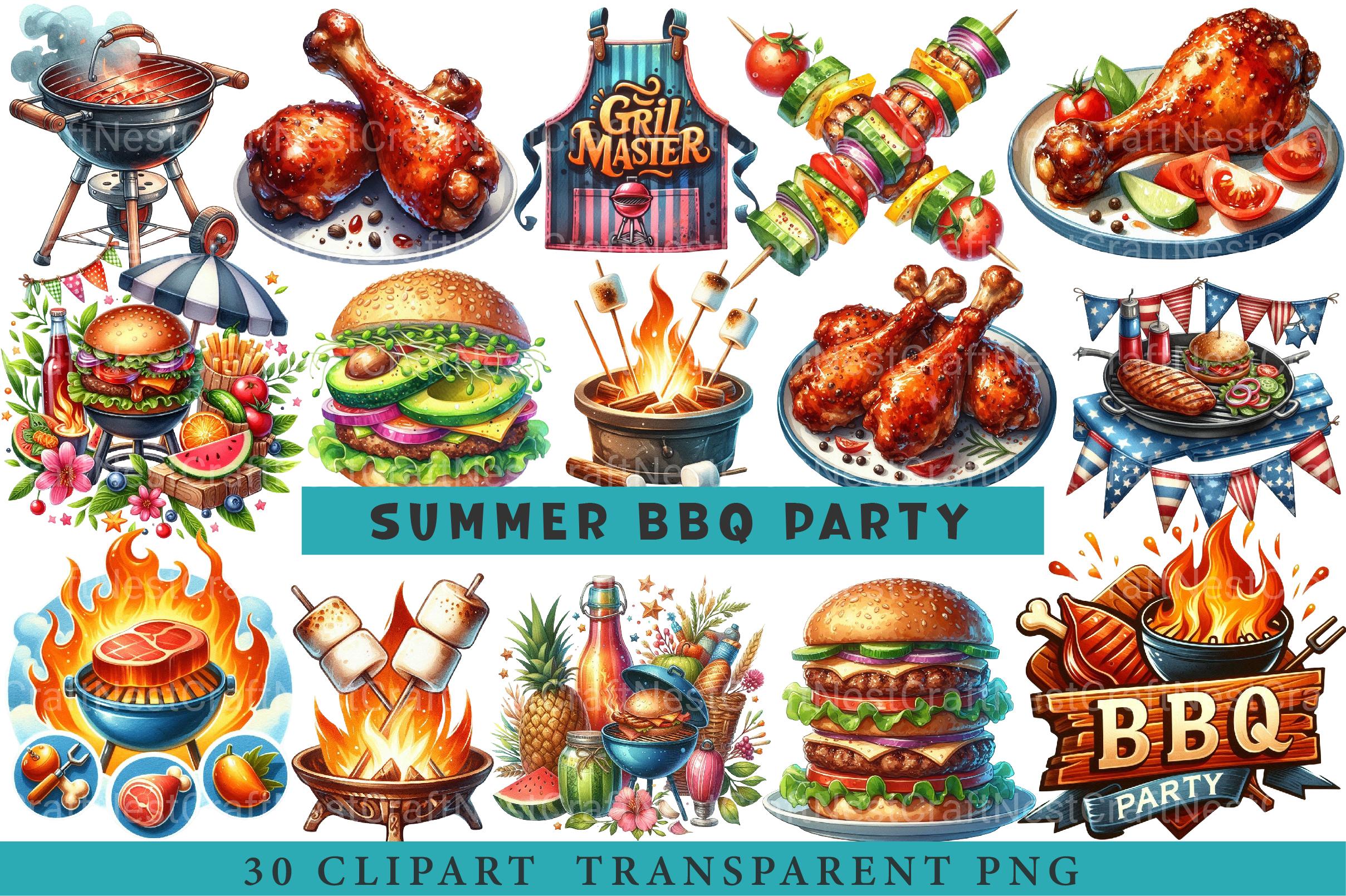 Summer BBQ Party Clipart - CraftNest - Digital Crafting and Art