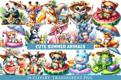 Cute Summer Animals Clipart - CraftNest - Digital Crafting and Art