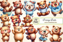 Funny Bear Clipart Bundle - CraftNest - Digital Crafting and Art