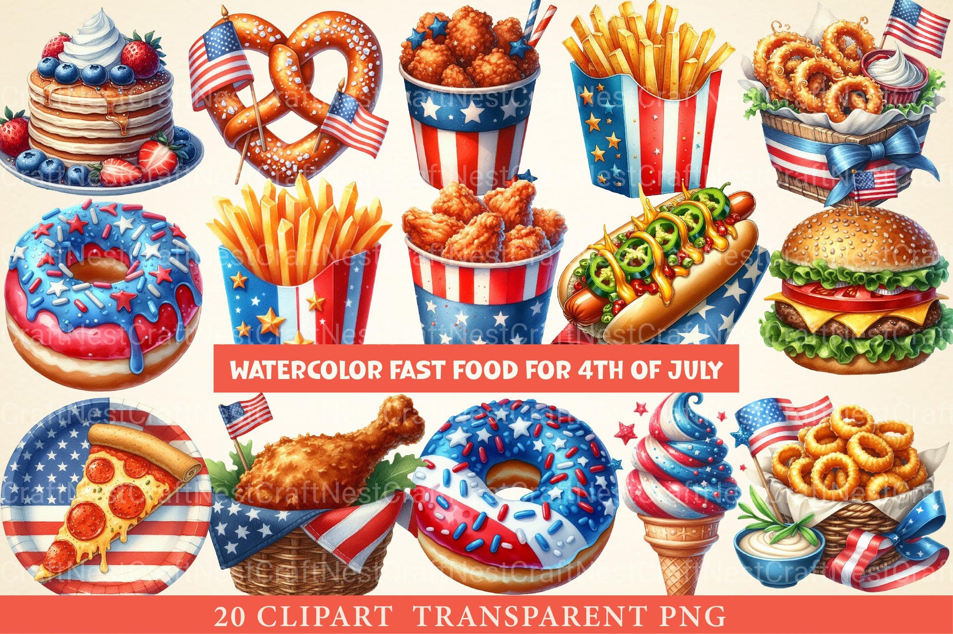 Fast Food for 4th of July Clipart - CraftNest - Digital Crafting and Art