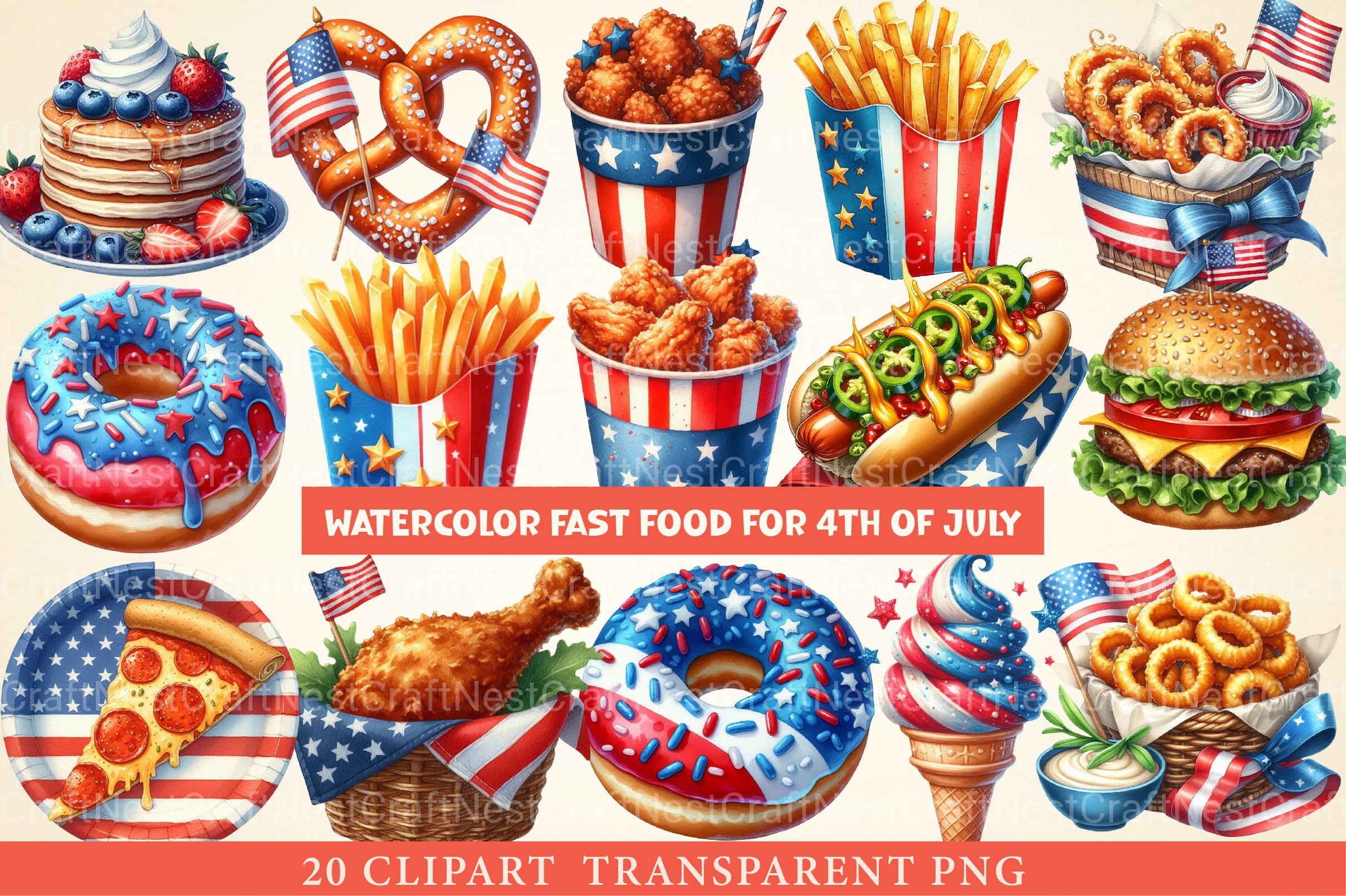 Fast Food for 4th of July Clipart - CraftNest - Digital Crafting and Art