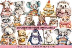 Whimsical Granny Animals Clipart Bundle - CraftNest - Digital Crafting and Art