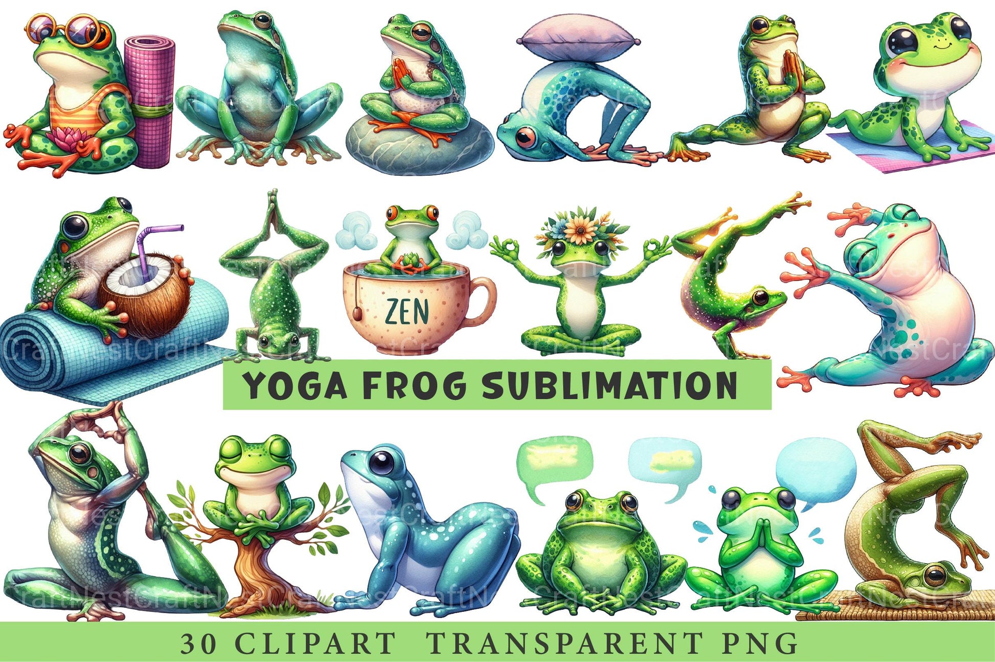 YOGA Frog Sublimation Clipart - CraftNest - Digital Crafting and Art