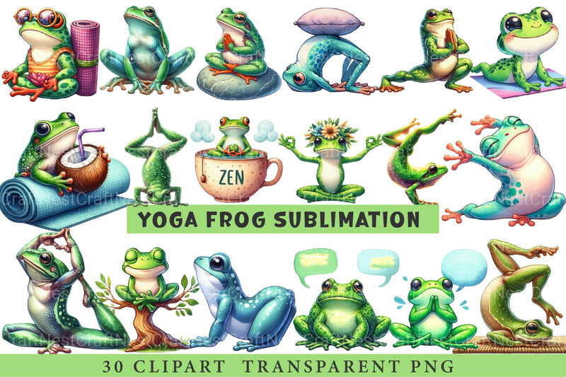 YOGA Frog Sublimation Clipart - CraftNest - Digital Crafting and Art