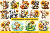 Animal Holding Sunflower Clipart Bundle