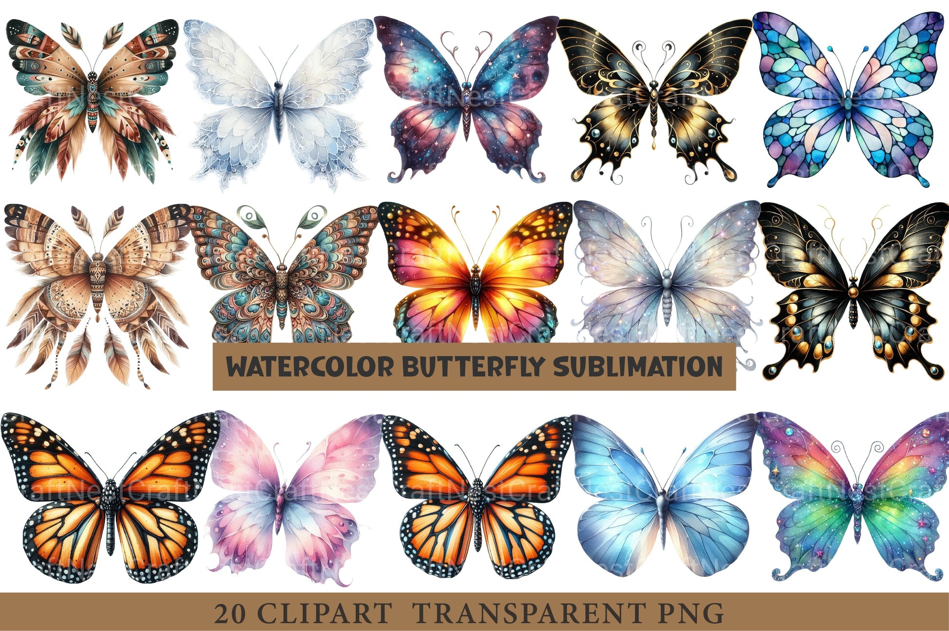 Butterfly Sublimation Clipart Bundle - CraftNest - Digital Crafting and Art