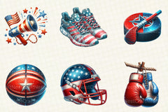 Patriotic Sports Elements Clipart - CraftNest - Digital Crafting and Art