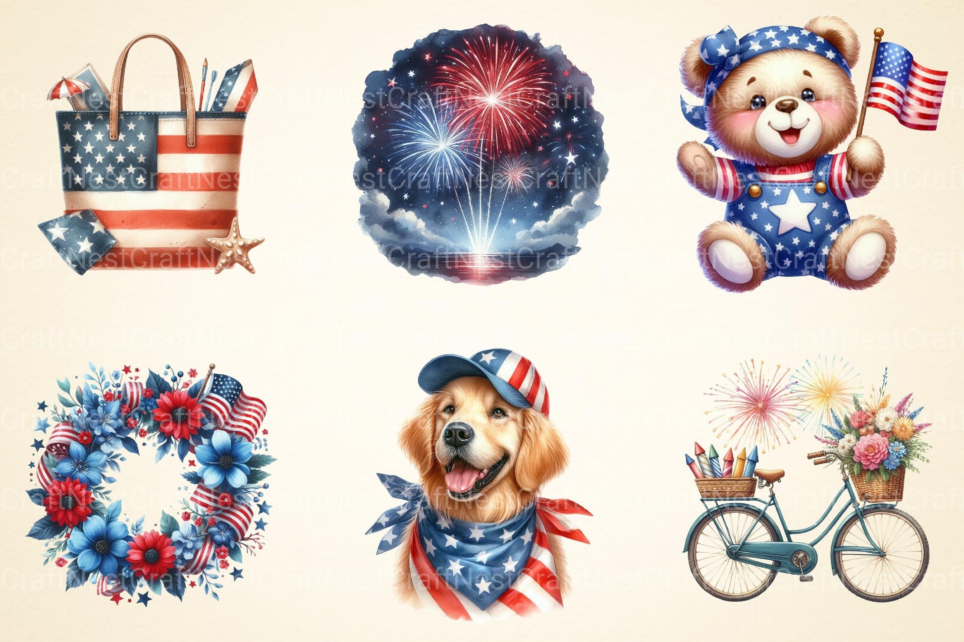 4th of July Independence Day Clipart - CraftNest - Digital Crafting and Art
