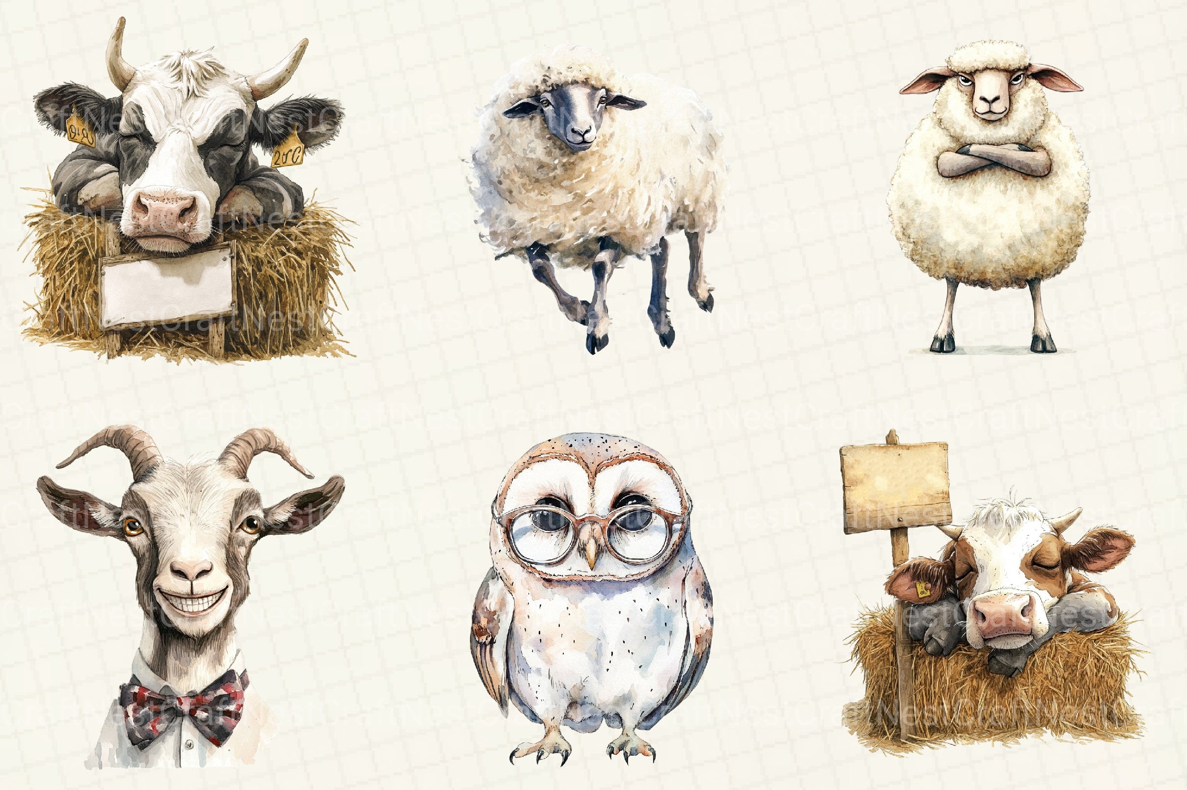 Sarcastic & Funny Farm Animals Clipart Bundle - CraftNest - Digital Crafting and Art