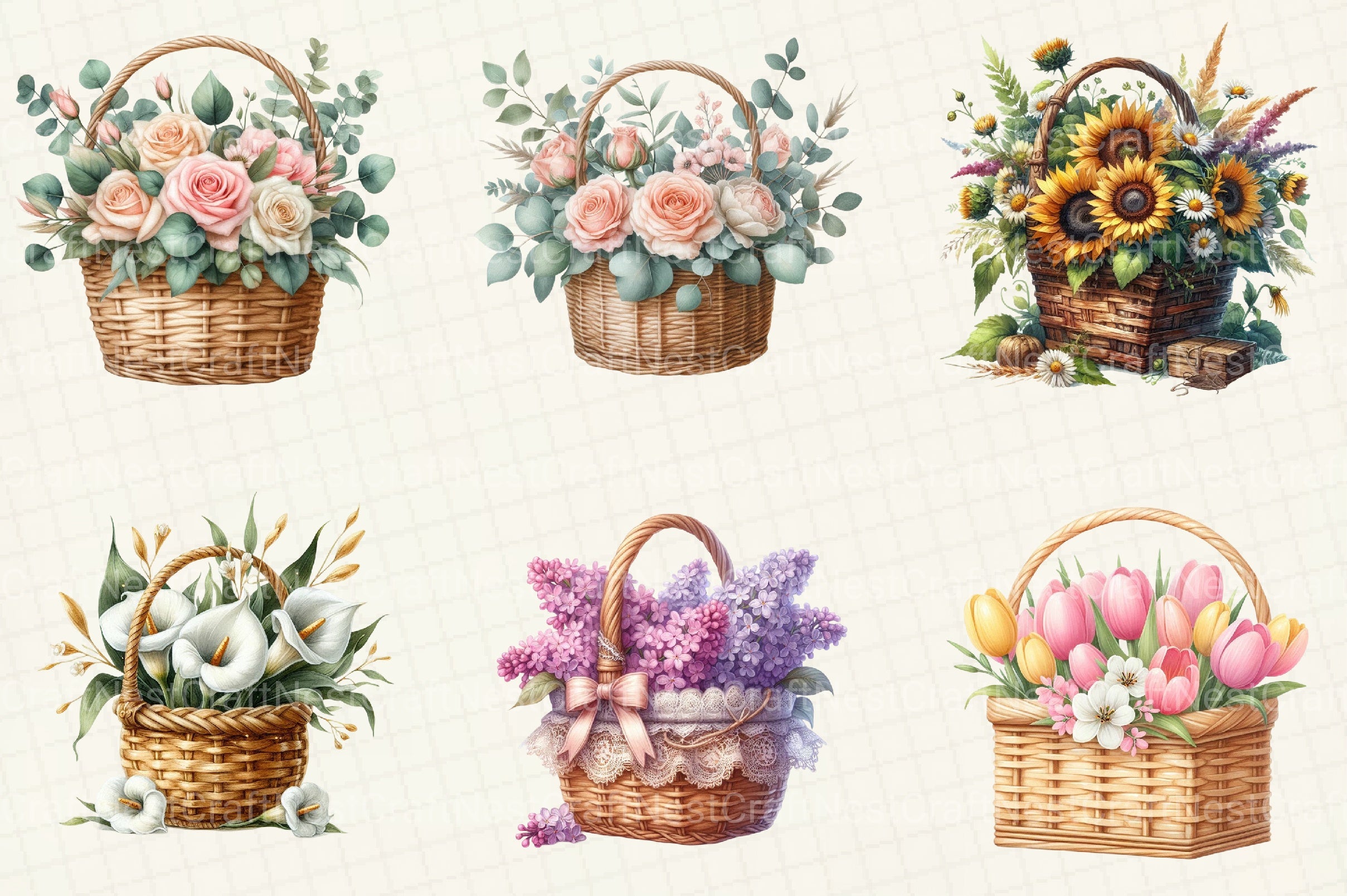 Flower Basket Clipart Bundle - CraftNest - Digital Crafting and Art