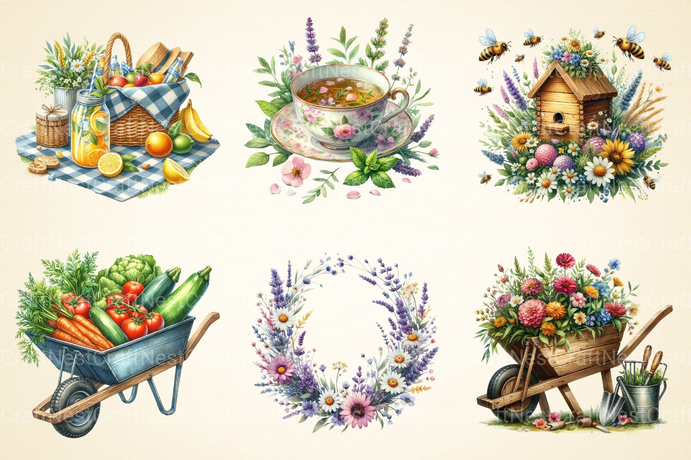 Summer Garden Clipart Bundle - CraftNest - Digital Crafting and Art