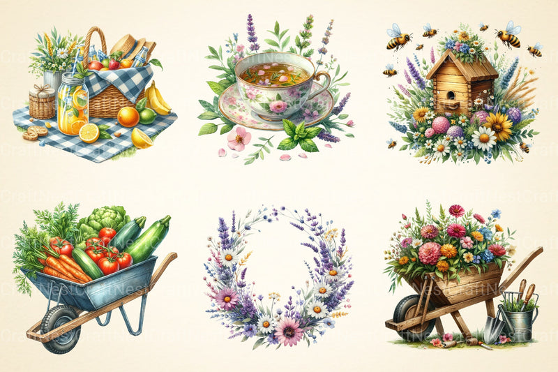 Summer Garden Clipart Bundle - CraftNest - Digital Crafting and Art