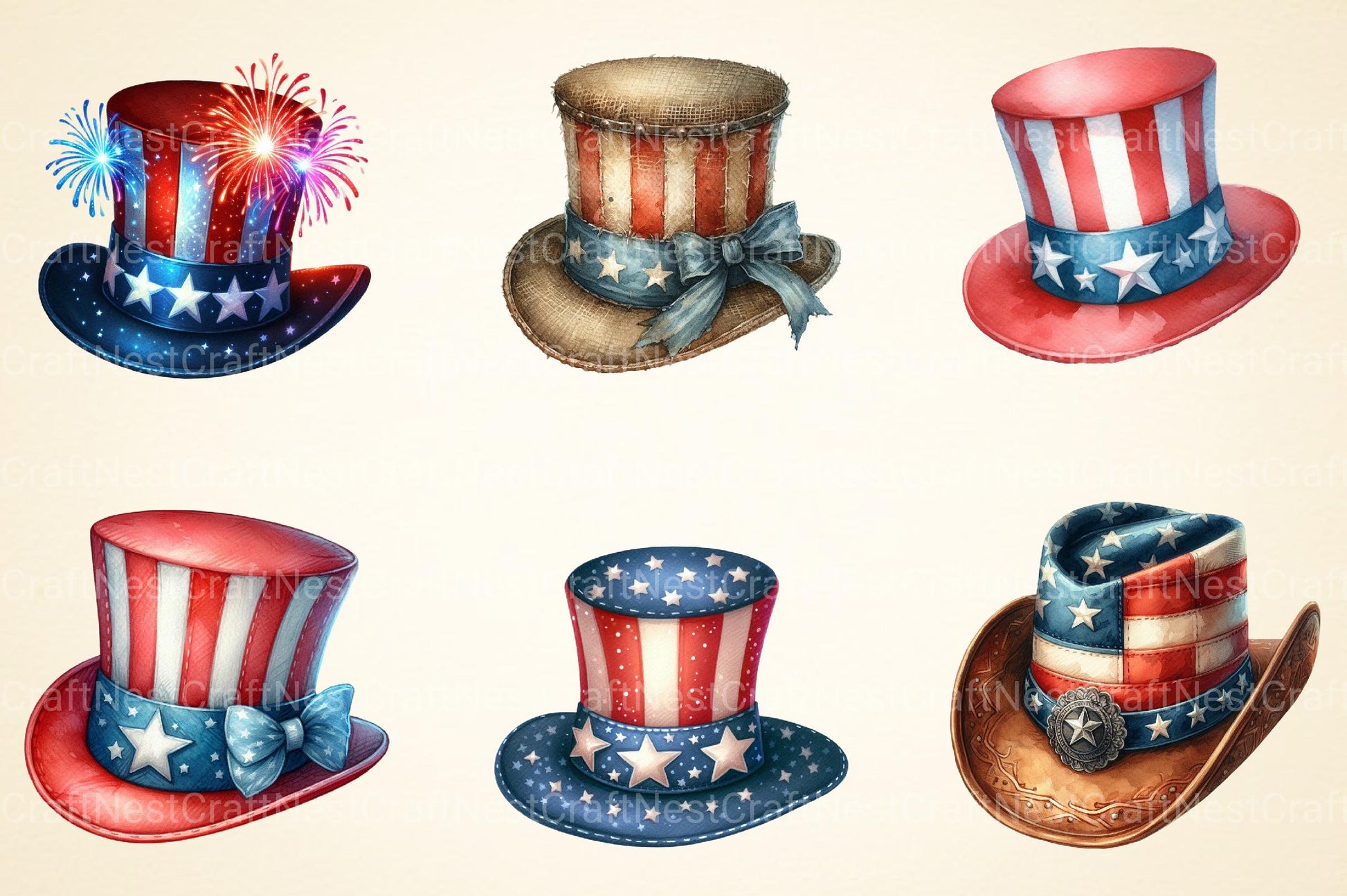 4th of July Top Hat Clipart - CraftNest - Digital Crafting and Art