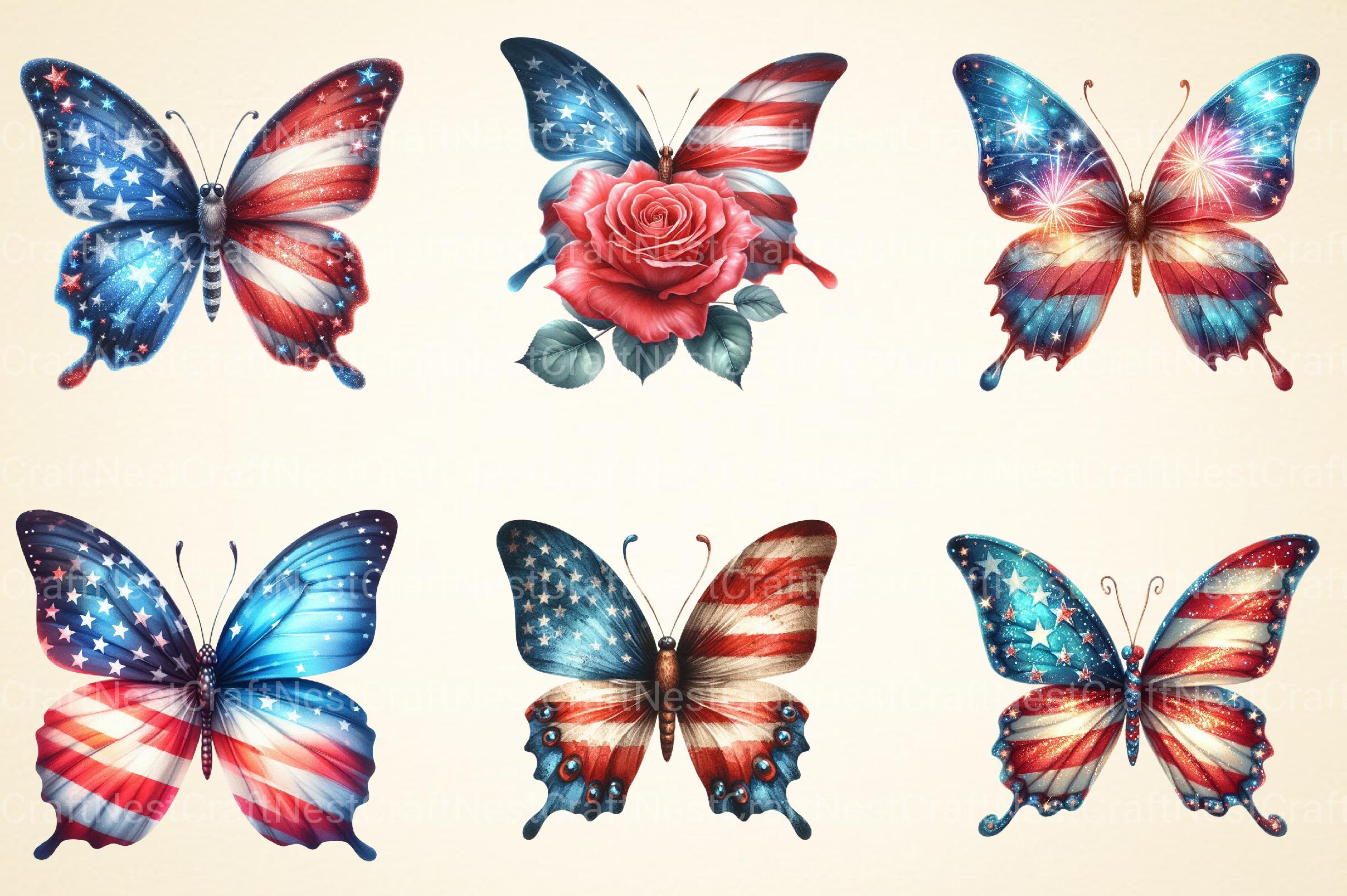 American Flag Butterfly Clipart - CraftNest - Digital Crafting and Art