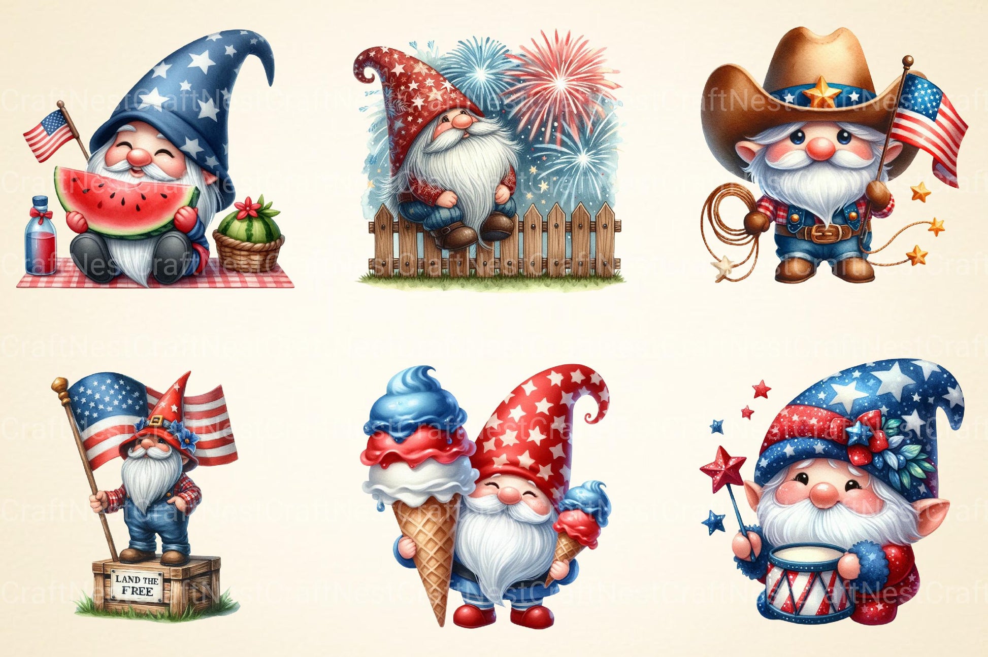 American Gnome Clipart - CraftNest - Digital Crafting and Art