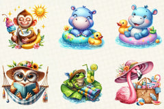 Cute Summer Animals Clipart - CraftNest - Digital Crafting and Art