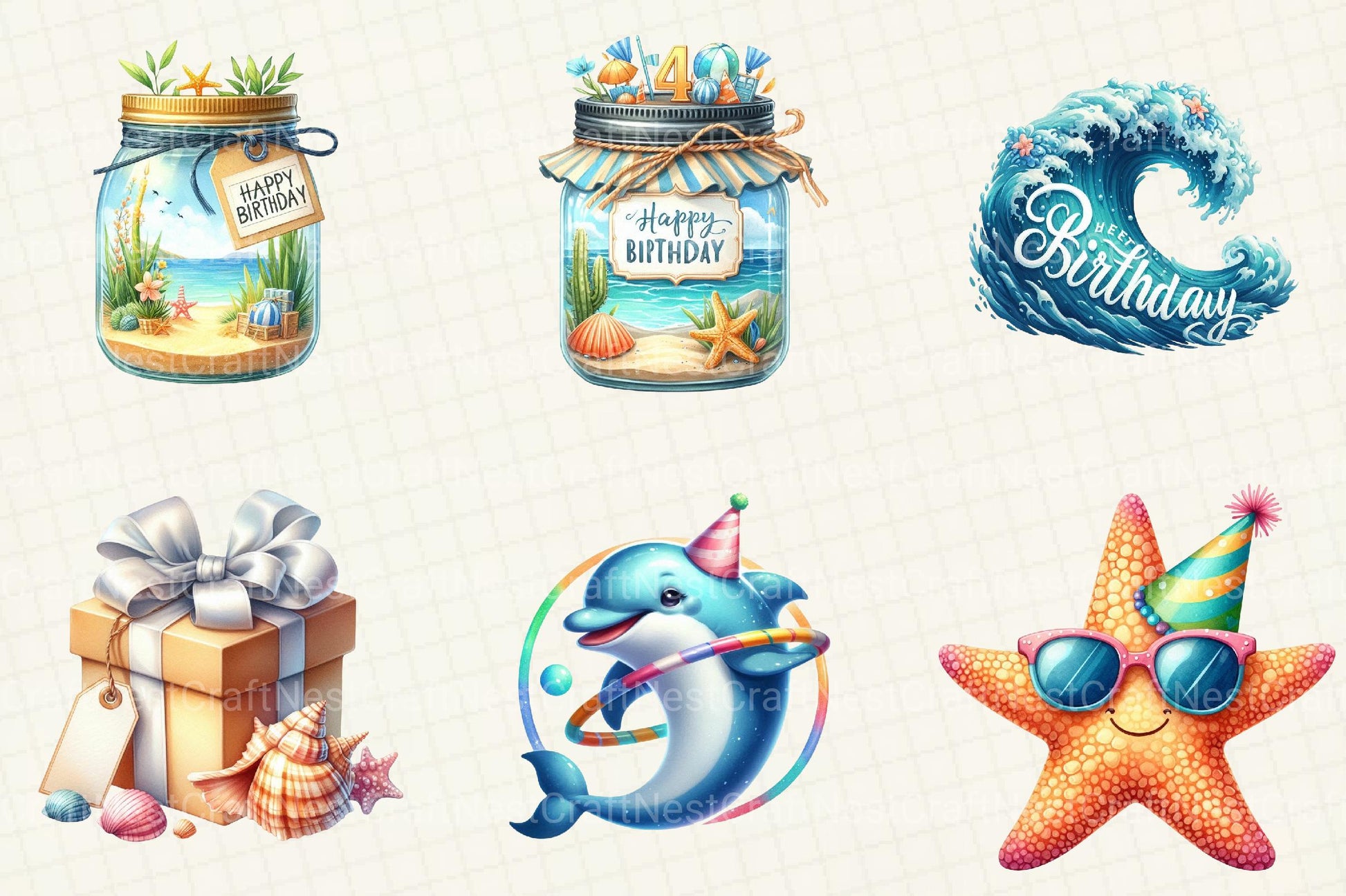 Summer Happy Birthday Clipart - CraftNest - Digital Crafting and Art