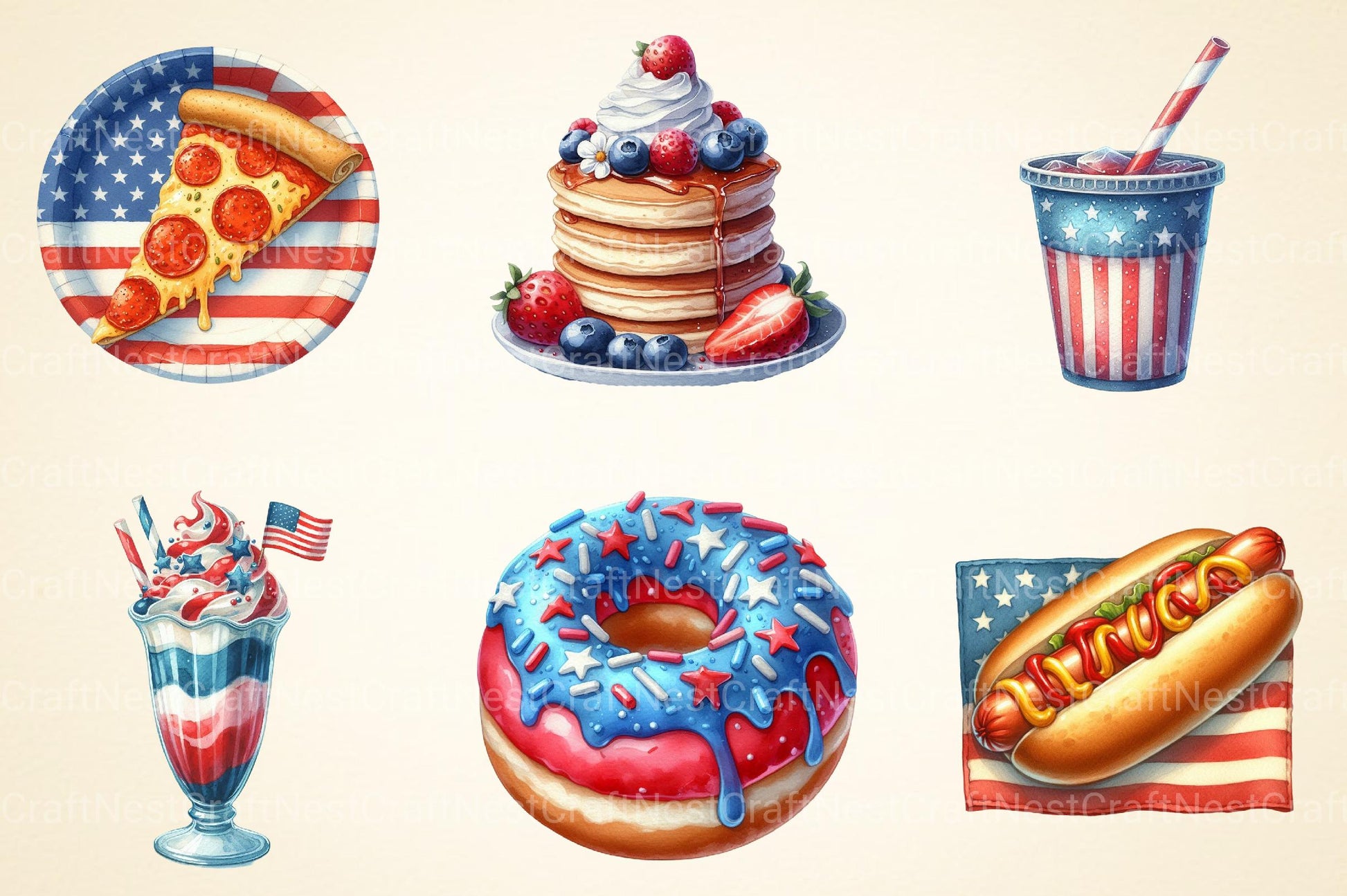 Fast Food for 4th of July Clipart - CraftNest - Digital Crafting and Art