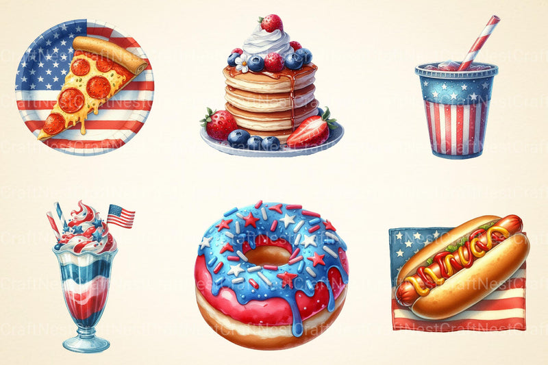 Fast Food for 4th of July Clipart - CraftNest - Digital Crafting and Art