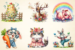 Crazy Funny Spring Animals Clipart Bundle - CraftNest - Digital Crafting and Art