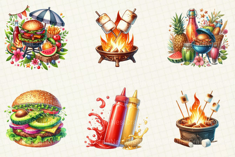 Summer BBQ Party Clipart - CraftNest - Digital Crafting and Art