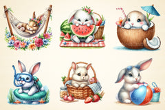 Summer Bunnies Clipart Bundle - CraftNest - Digital Crafting and Art