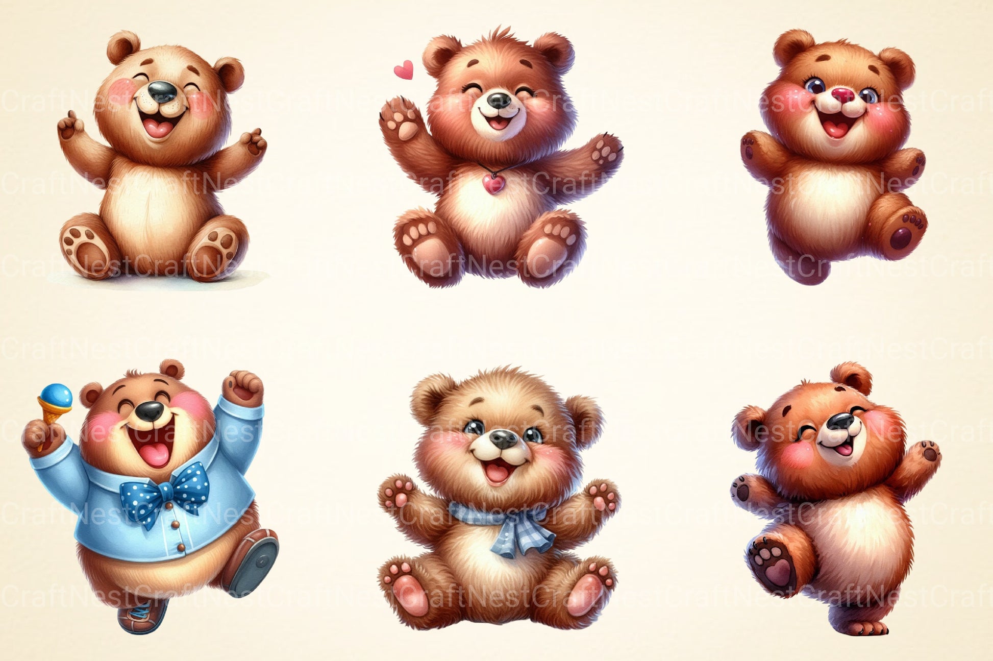 Funny Bear Clipart Bundle - CraftNest - Digital Crafting and Art