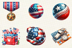 Patriotic Sports Elements Clipart - CraftNest - Digital Crafting and Art