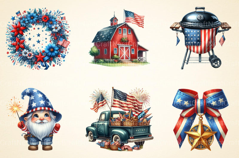 4th of July Independence Day Clipart - CraftNest - Digital Crafting and Art
