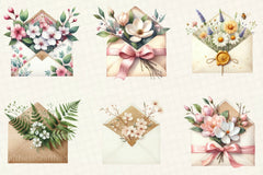 Spring Envelope Flower Letter Clipart Bundle - CraftNest - Digital Crafting and Art