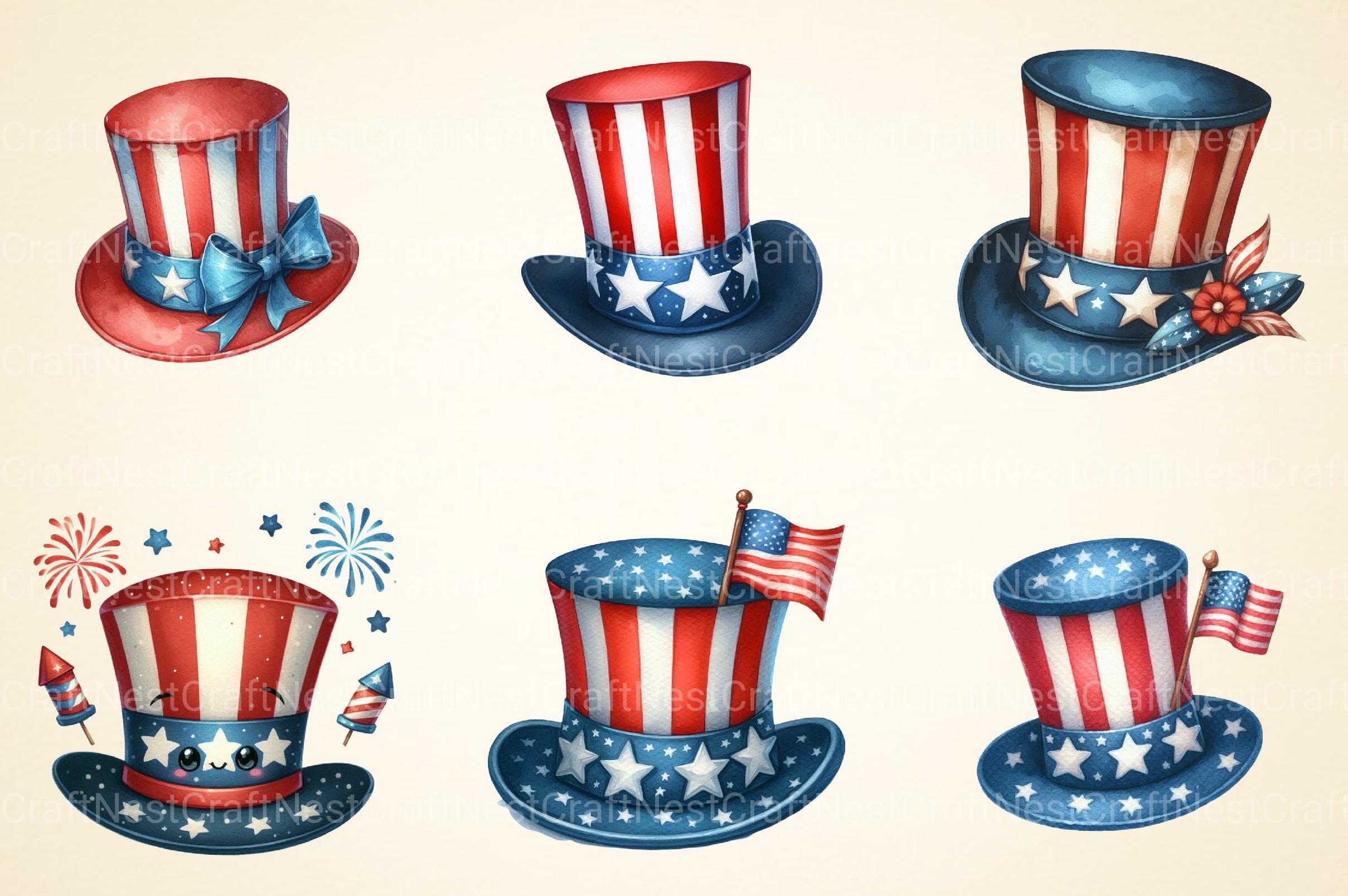 4th of July Top Hat Clipart - CraftNest - Digital Crafting and Art