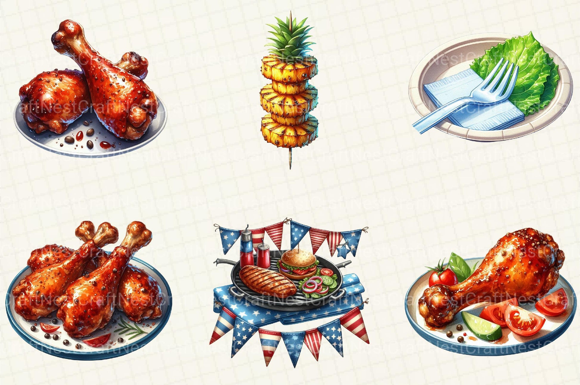 Summer BBQ Party Clipart - CraftNest - Digital Crafting and Art