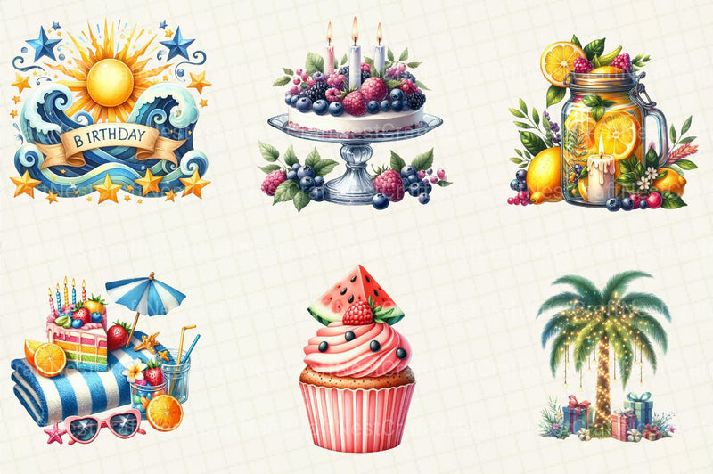 Summer Happy Birthday Clipart - CraftNest - Digital Crafting and Art