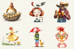Crazy Chicken Lady Clipart Bundle - CraftNest - Digital Crafting and Art