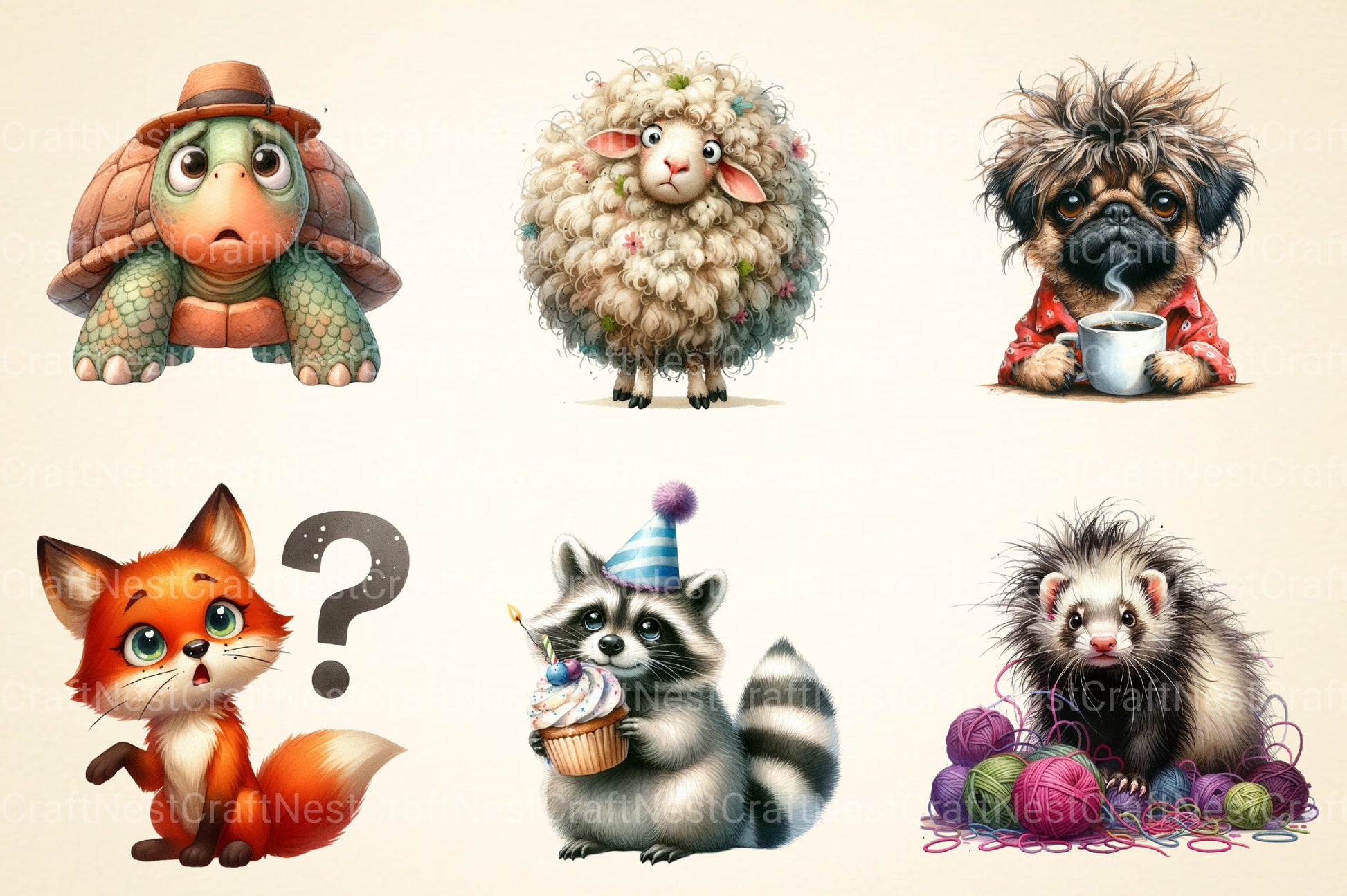 Funny Frazzled Quirky Animals Clipart Bundle - CraftNest - Digital Crafting and Art