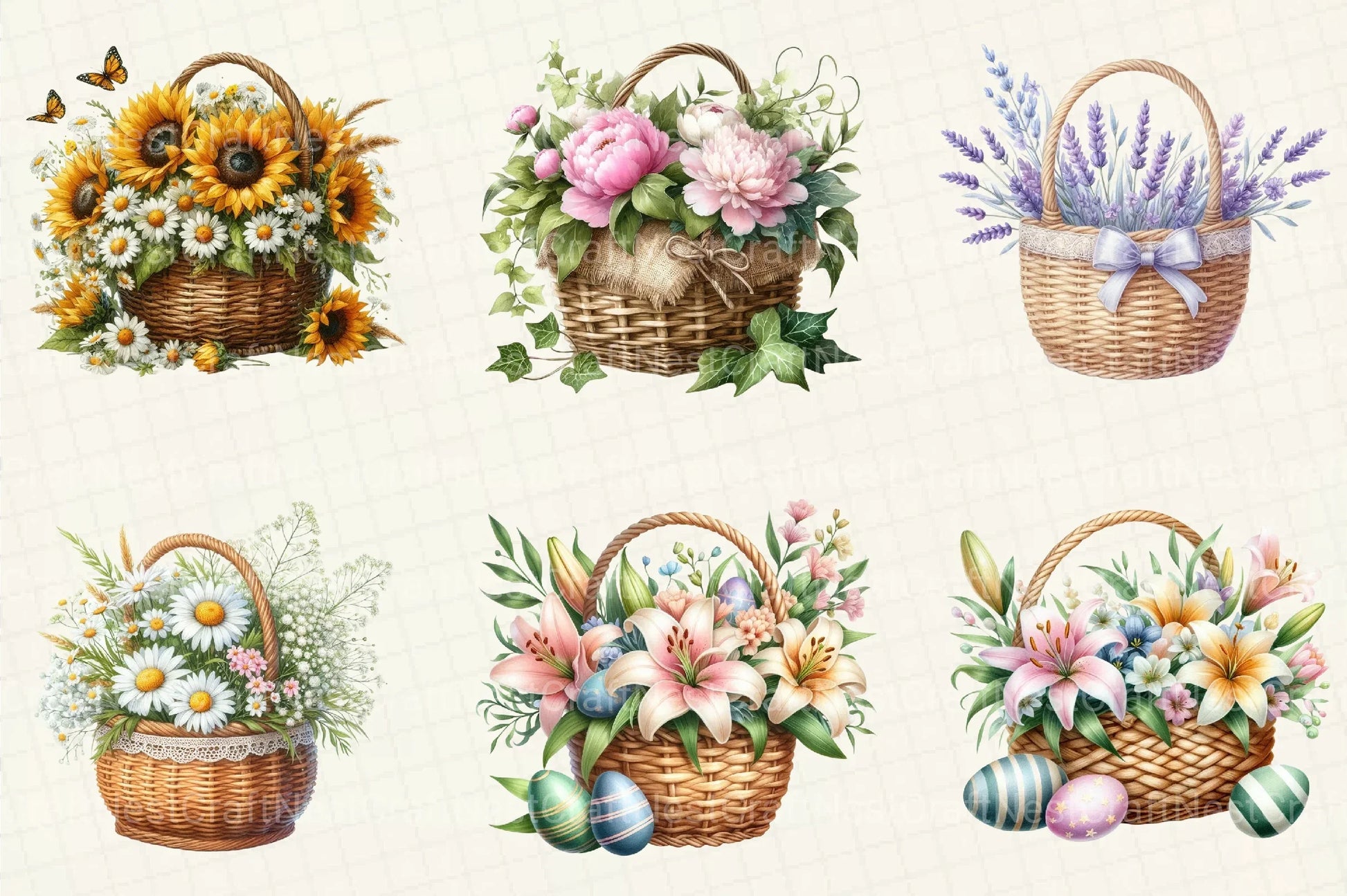Flower Basket Clipart Bundle - CraftNest - Digital Crafting and Art