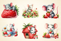 Mouse With Strawberry Clipart Bundle - CraftNest - Digital Crafting and Art