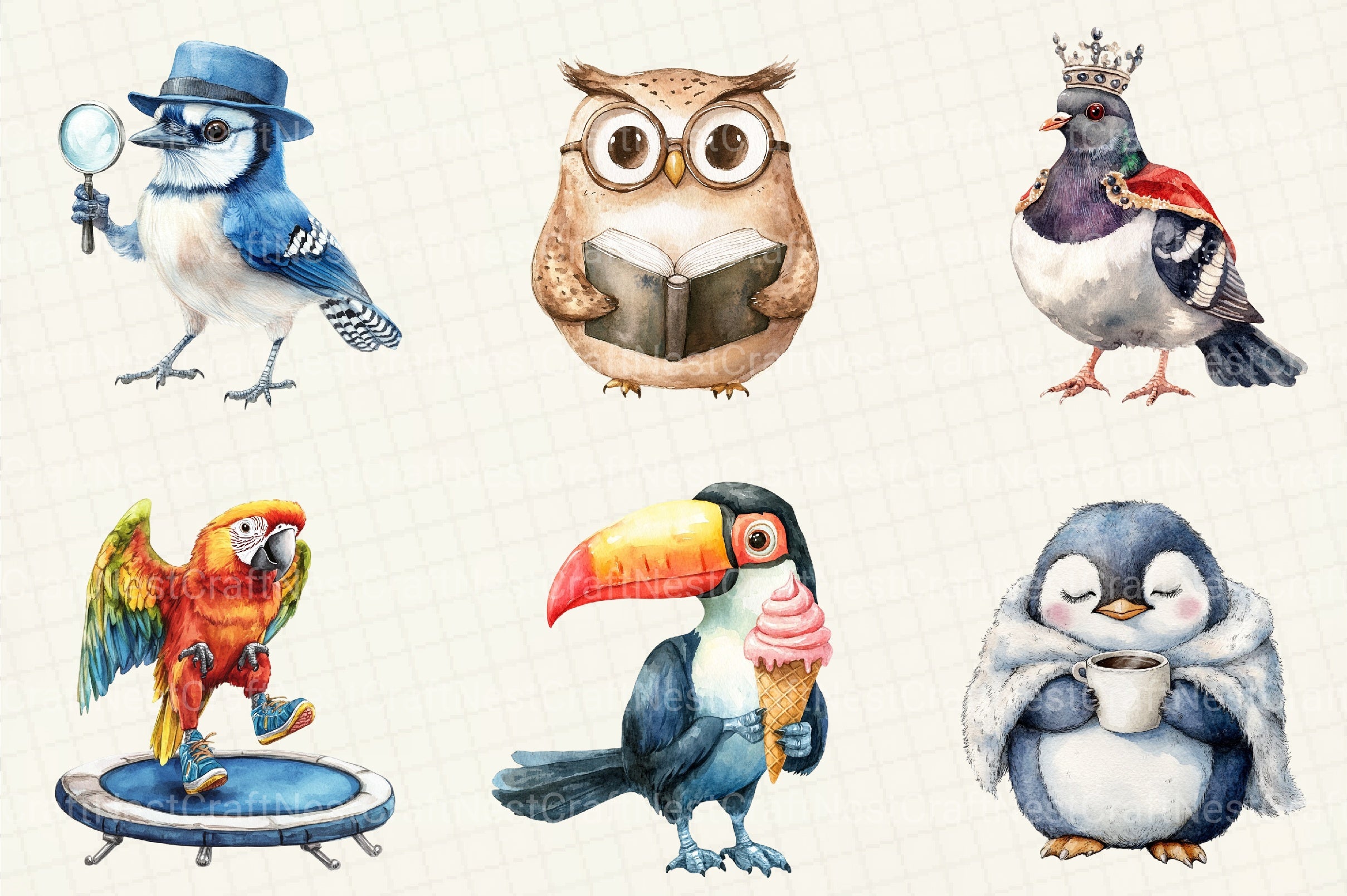 Quirky Funny Bird Clipart Bundle - CraftNest - Digital Crafting and Art