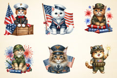 Cat in Military Clothes 4th of July Patriotic Clipart Cat Cl - CraftNest - Digital Crafting and Art