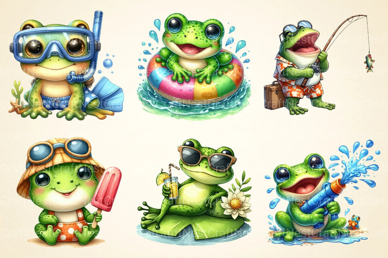 Summer Frog Clipart Bundle - CraftNest - Digital Crafting and Art