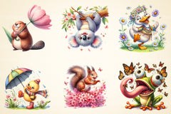 Crazy Funny Spring Animals Clipart Bundle - CraftNest - Digital Crafting and Art