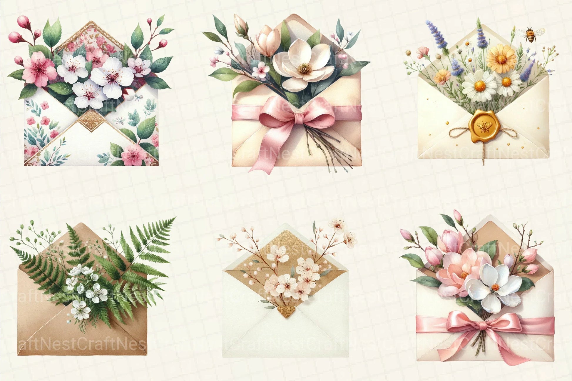 Spring Envelope Flower Letter Clipart Bundle - CraftNest - Digital Crafting and Art