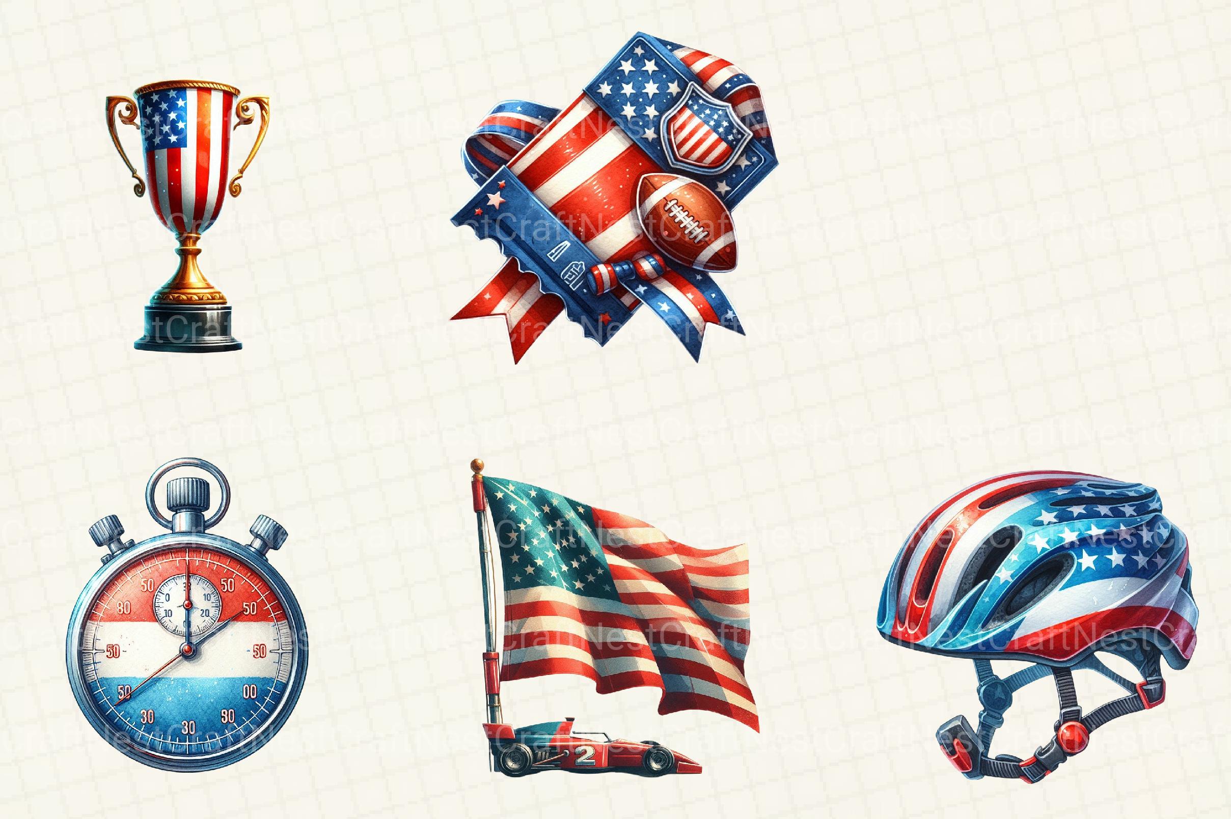 Patriotic Sports Elements Clipart - CraftNest - Digital Crafting and Art