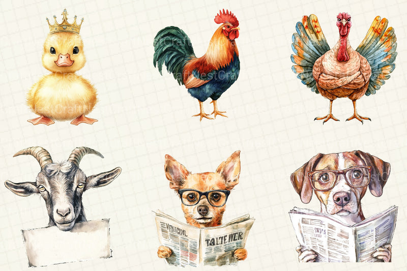 Sarcastic & Funny Farm Animals Clipart Bundle - CraftNest - Digital Crafting and Art