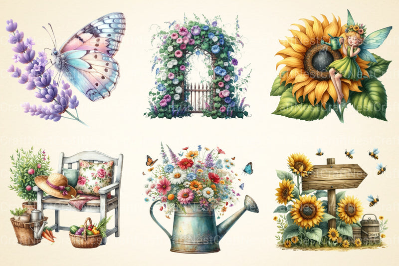 Summer Garden Clipart Bundle - CraftNest - Digital Crafting and Art