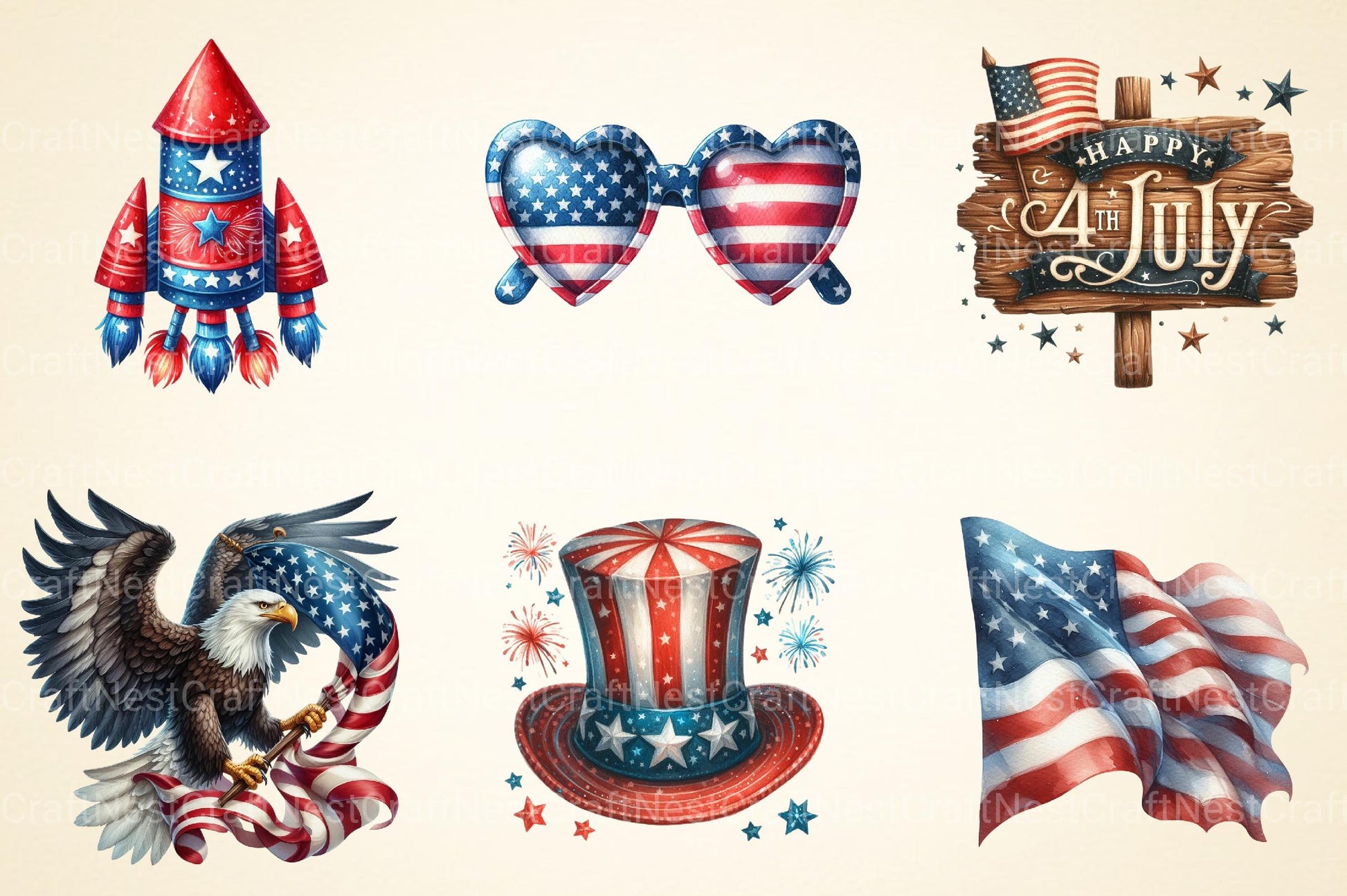 4th of July Independence Day Clipart - CraftNest - Digital Crafting and Art