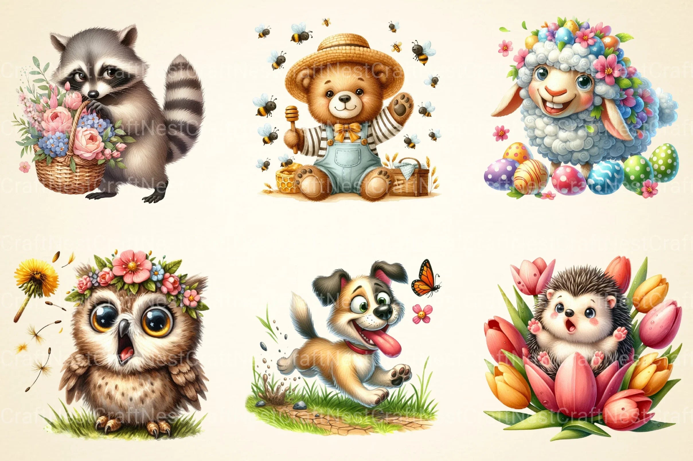 Crazy Funny Spring Animals Clipart Bundle