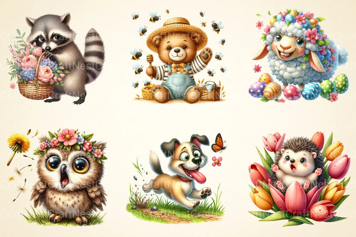 Crazy Funny Spring Animals Clipart Bundle